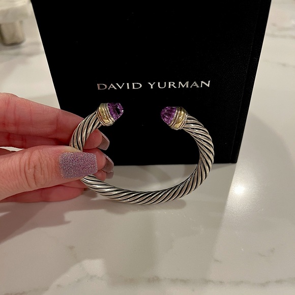 💠David Yurman Cable Classics Bracelet Silver / 14k Gold with Amethyst, 7mm NWOT - Picture 2 of 8
